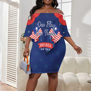 Personalized Liberia Flag Day Off Shoulder Short Dress One Flag One People - African Pride