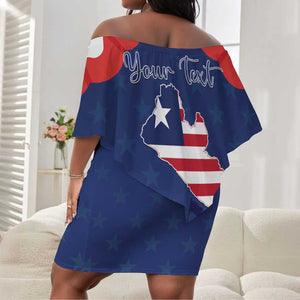 Personalized Liberia Flag Day Off Shoulder Short Dress One Flag One People - African Pride