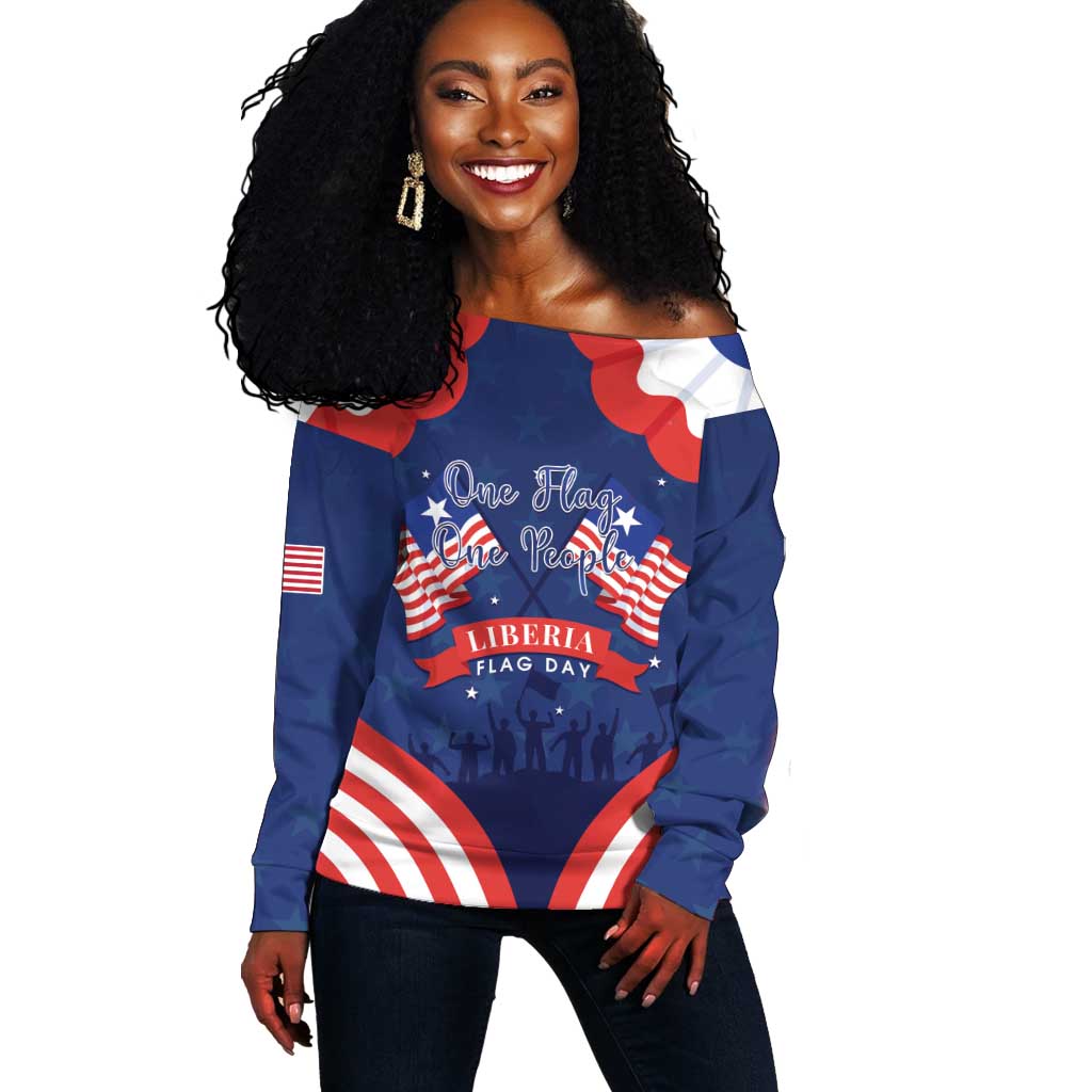 Personalized Liberia Flag Day Off Shoulder Sweater One Flag One People - African Pride