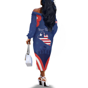 Personalized Liberia Flag Day Off The Shoulder Long Sleeve Dress One Flag One People - African Pride