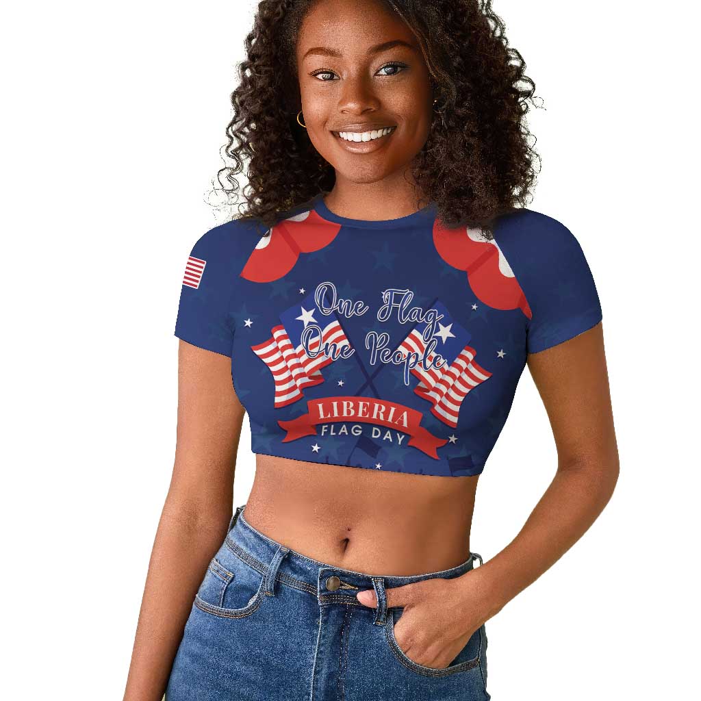Personalized Liberia Flag Day Raglan Cropped T shirt One Flag One People - African Pride