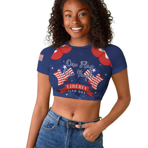 Personalized Liberia Flag Day Raglan Cropped T shirt One Flag One People - African Pride
