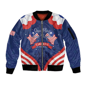 Personalized Liberia Flag Day Sleeve Zip Bomber Jacket One Flag One People - African Pride