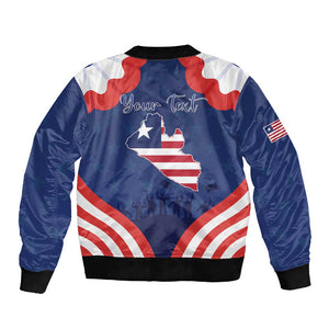 Personalized Liberia Flag Day Sleeve Zip Bomber Jacket One Flag One People - African Pride