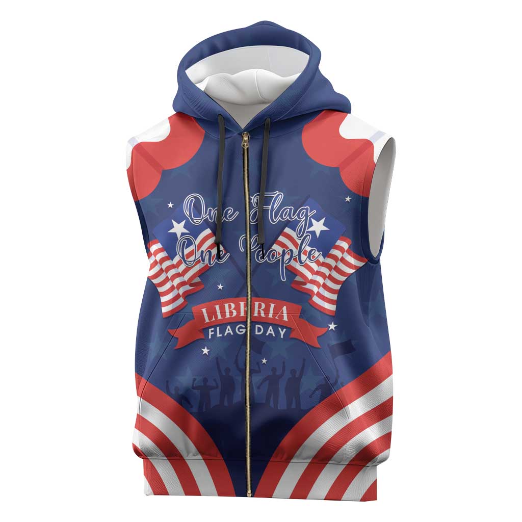 Personalized Liberia Flag Day Sleeveless Zip Hoodie One Flag One People - African Pride