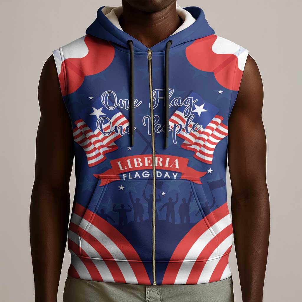Personalized Liberia Flag Day Sleeveless Zip Hoodie One Flag One People - African Pride