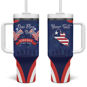 Personalized Liberia Flag Day Tumbler With Handle One Flag One People - African Pride