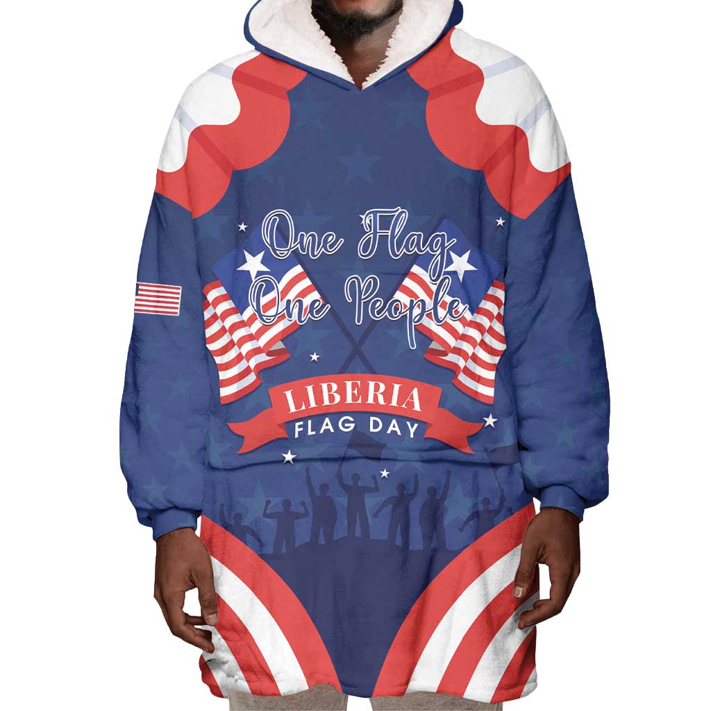 Personalized Liberia Flag Day Wearable Blanket Hoodie One Flag One People - African Pride