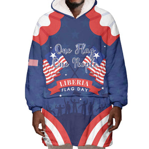 Personalized Liberia Flag Day Wearable Blanket Hoodie One Flag One People - African Pride