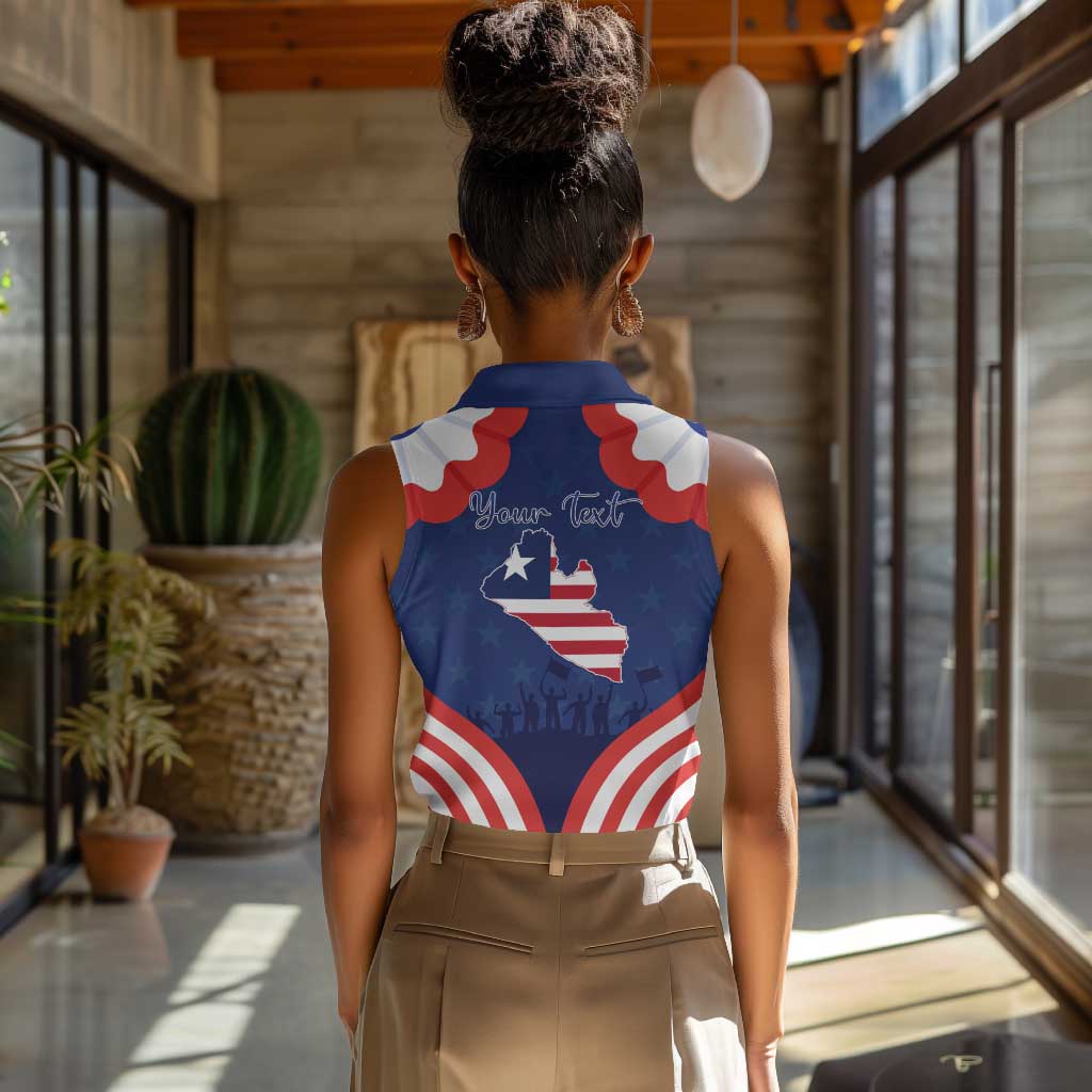 Personalized Liberia Flag Day Women Sleeveless Polo Shirt One Flag One People - African Pride