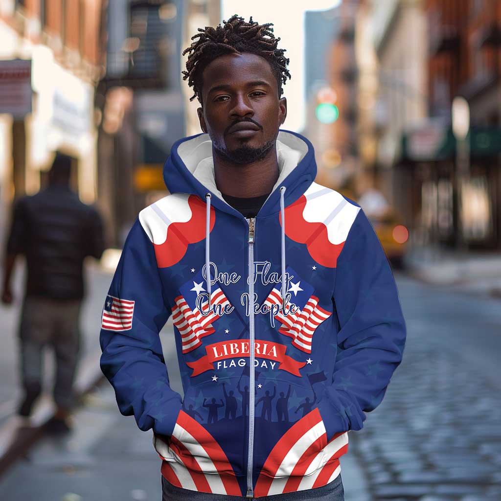 Personalized Liberia Flag Day Zip Hoodie One Flag One People - African Pride