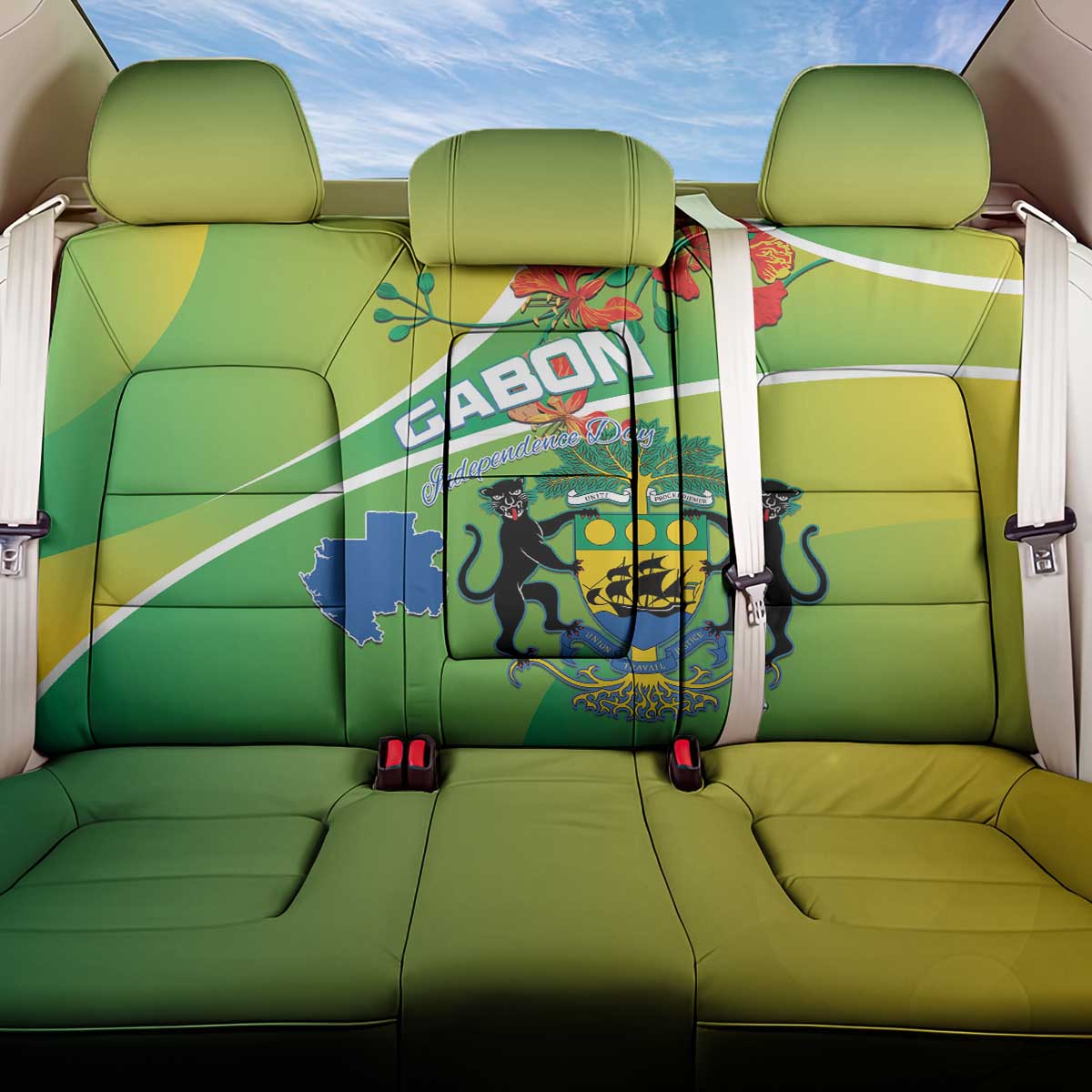 Gabon Independence Day Back Car Seat Cover Gradient Style - African Pride