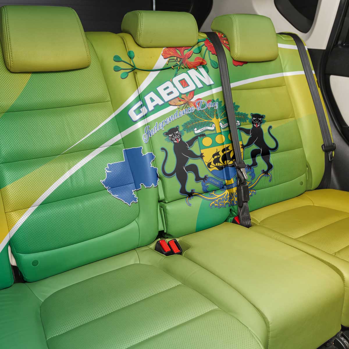 Gabon Independence Day Back Car Seat Cover Gradient Style - African Pride