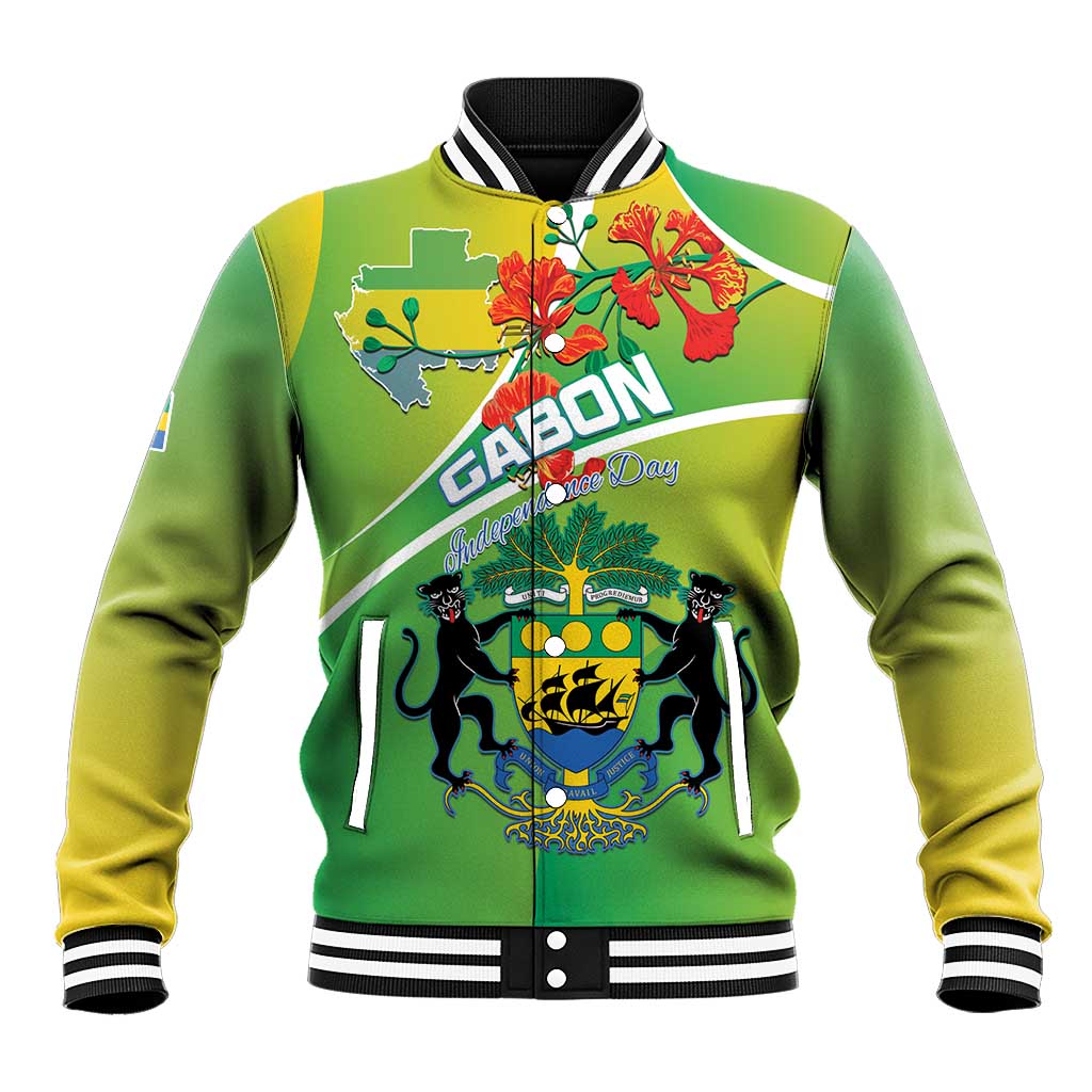 Personalized Gabon Independence Day Baseball Jacket Gradient Style - African Pride