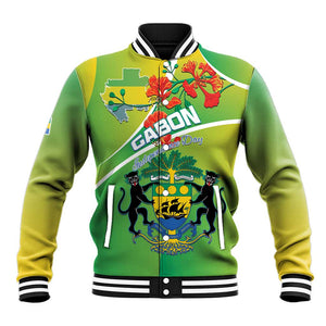 Personalized Gabon Independence Day Baseball Jacket Gradient Style - African Pride