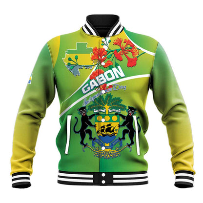 Personalized Gabon Independence Day Baseball Jacket Gradient Style - African Pride