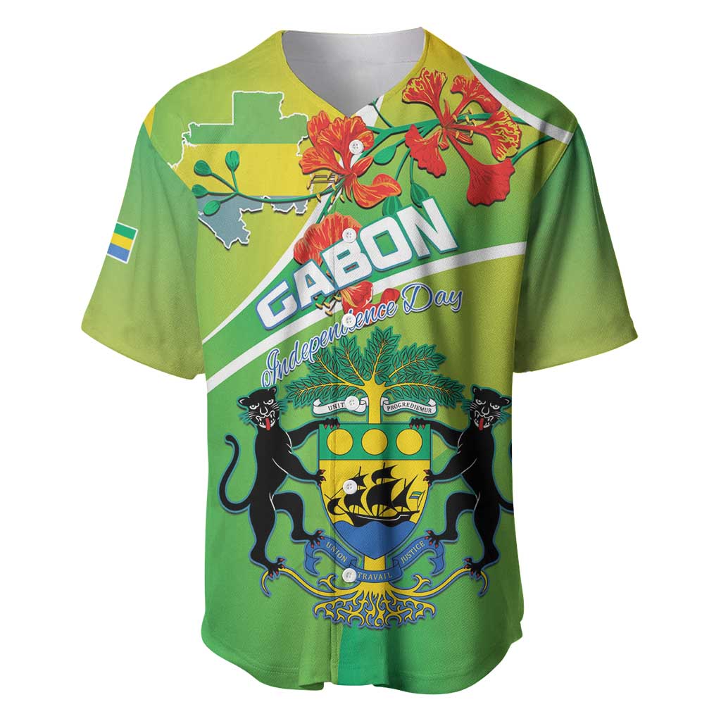 Personalized Gabon Independence Day Baseball Jersey Gradient Style - African Pride