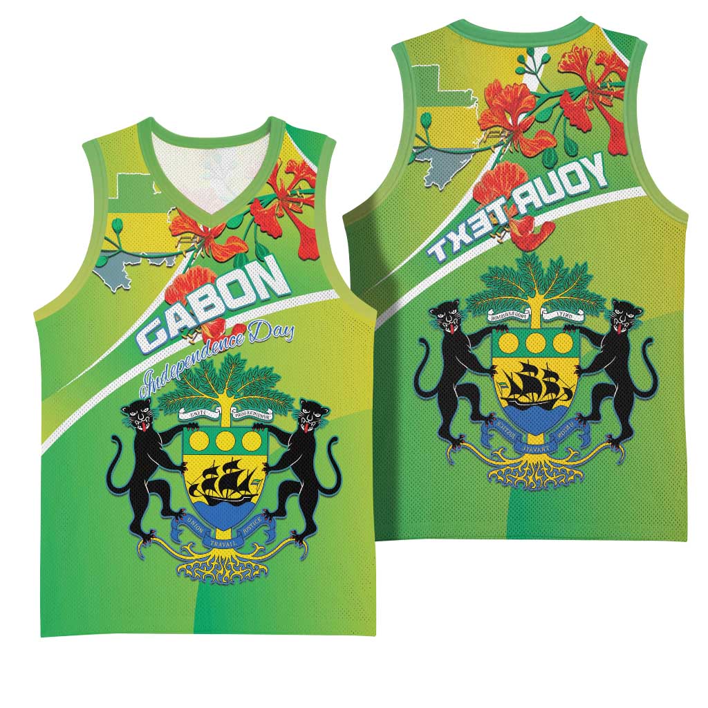 Personalized Gabon Independence Day Basketball Jersey Gradient Style - African Pride