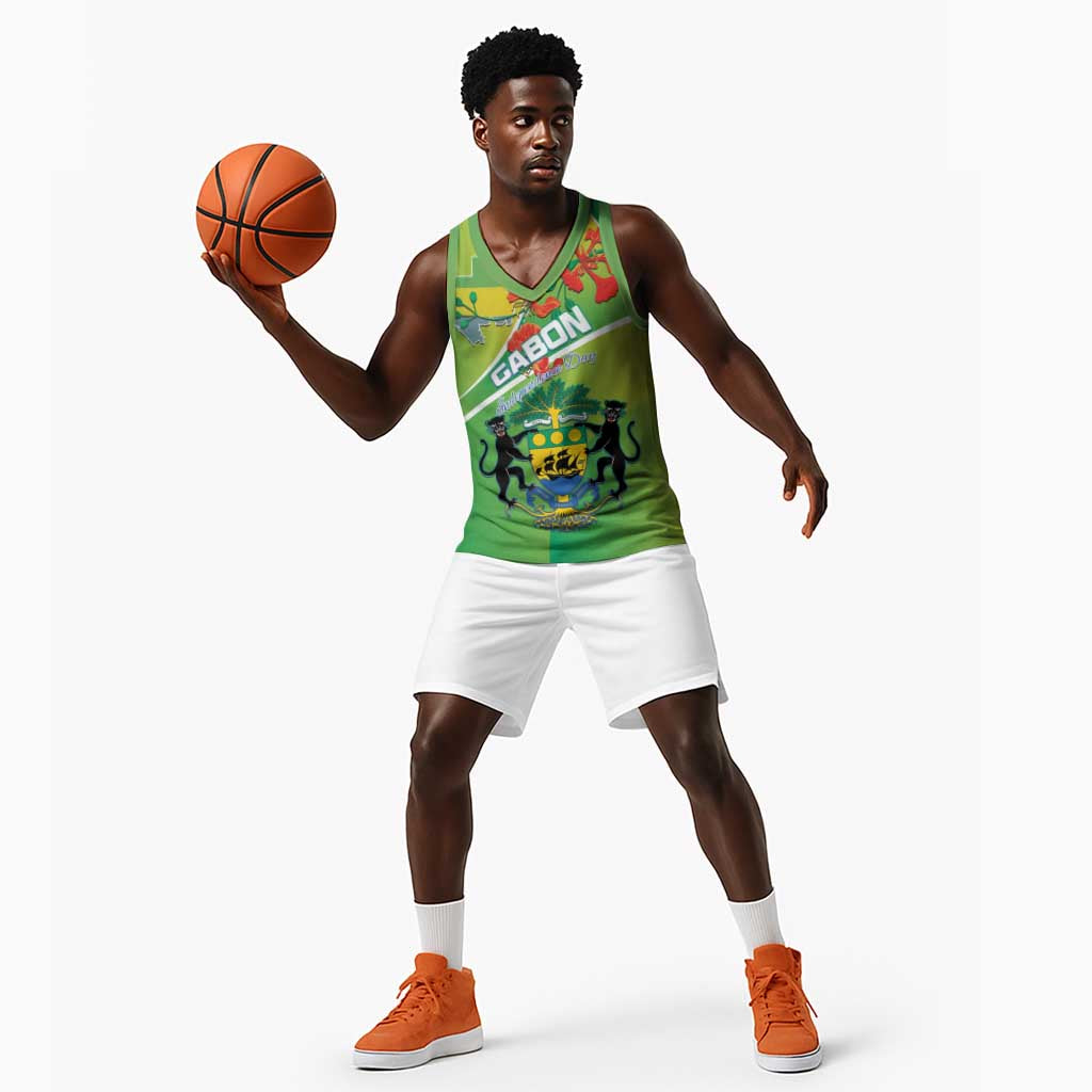 Personalized Gabon Independence Day Basketball Jersey Gradient Style - African Pride