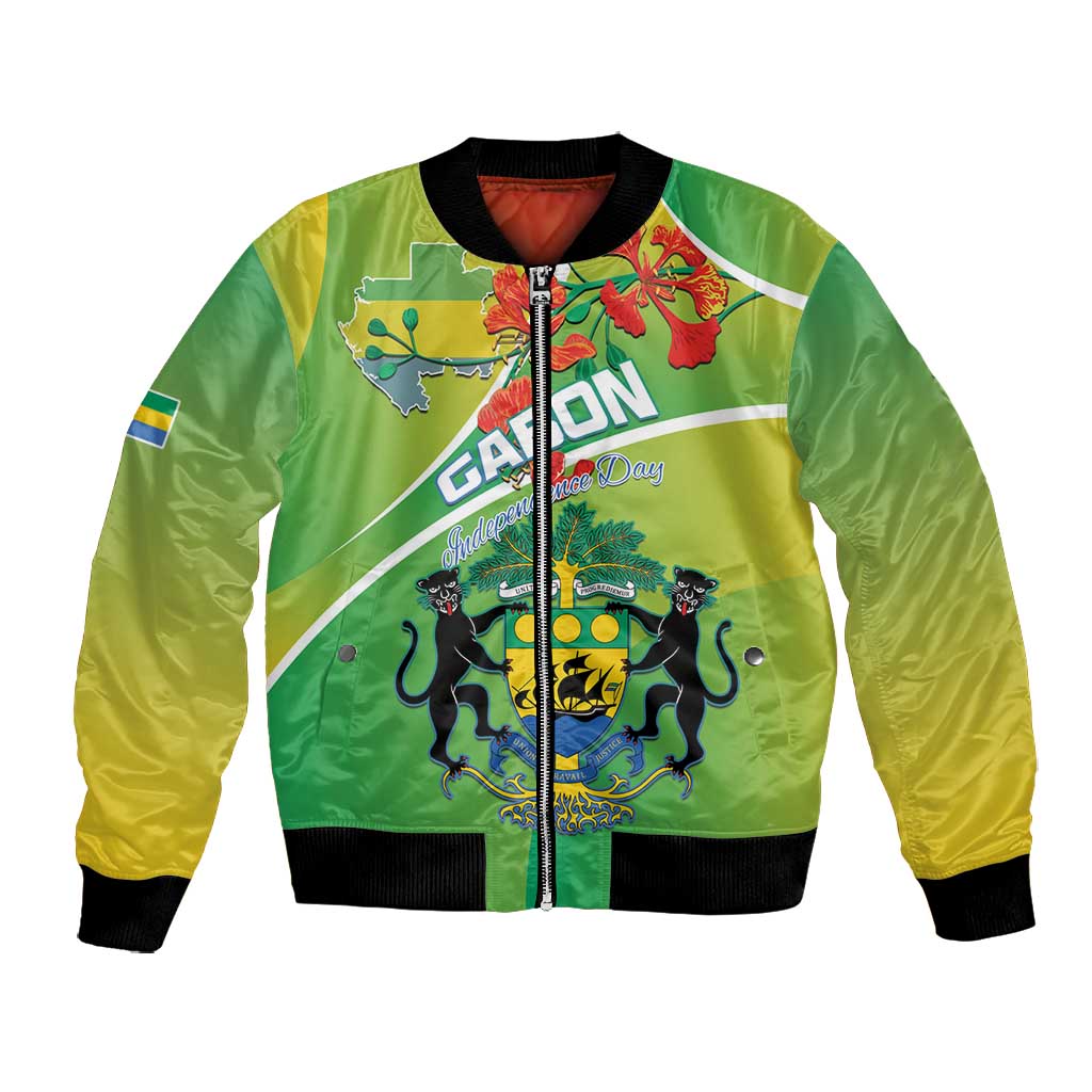 Personalized Gabon Independence Day Bomber Jacket Gradient Style - African Pride