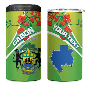 Personalized Gabon Independence Day 4 in 1 Can Cooler Tumbler Gradient Style - African Pride