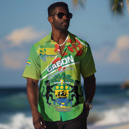 Personalized Gabon Independence Day Hawaiian Shirt Gradient Style - African Pride