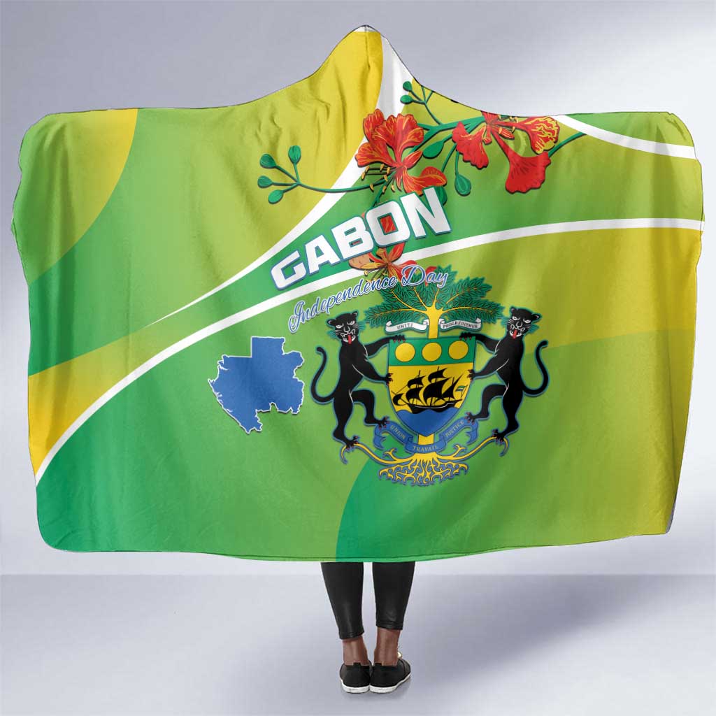 Gabon Independence Day Hooded Blanket Gradient Style - African Pride