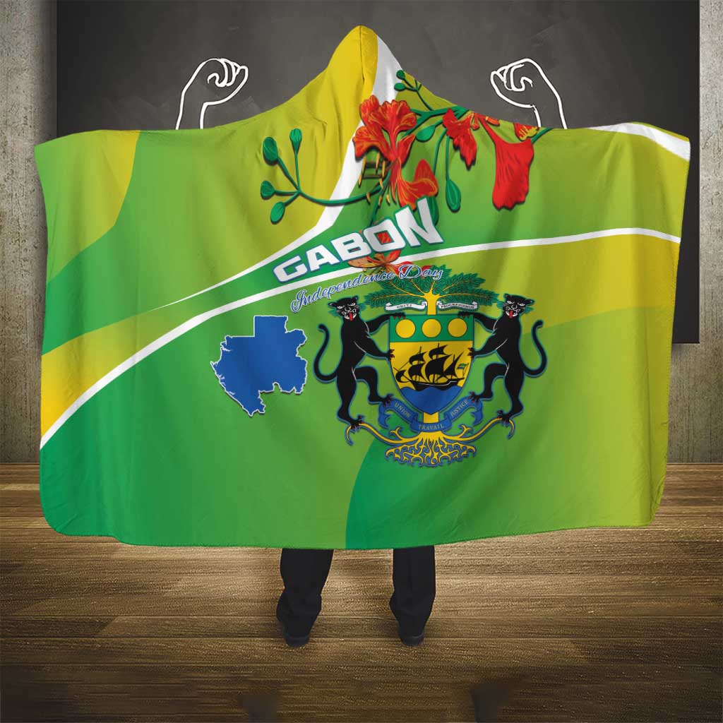 Gabon Independence Day Hooded Blanket Gradient Style - African Pride