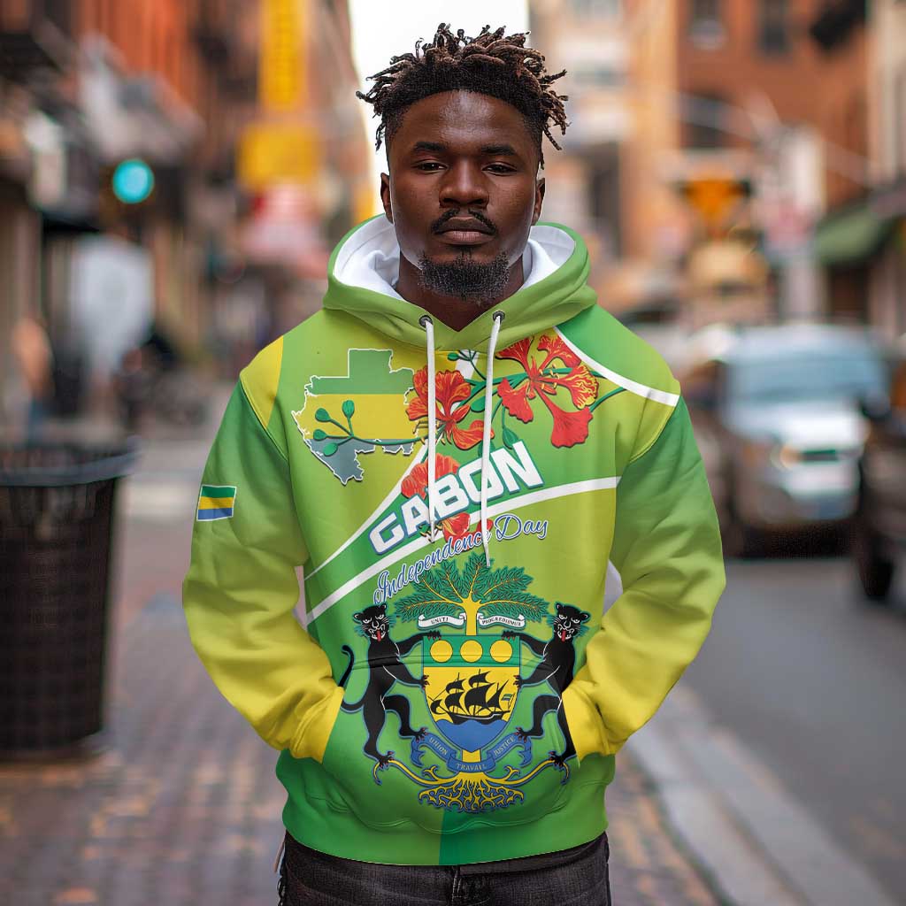 Personalized Gabon Independence Day Hoodie Gradient Style - African Pride