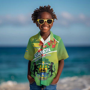 Personalized Gabon Independence Day Kid Hawaiian Shirt Gradient Style - African Pride