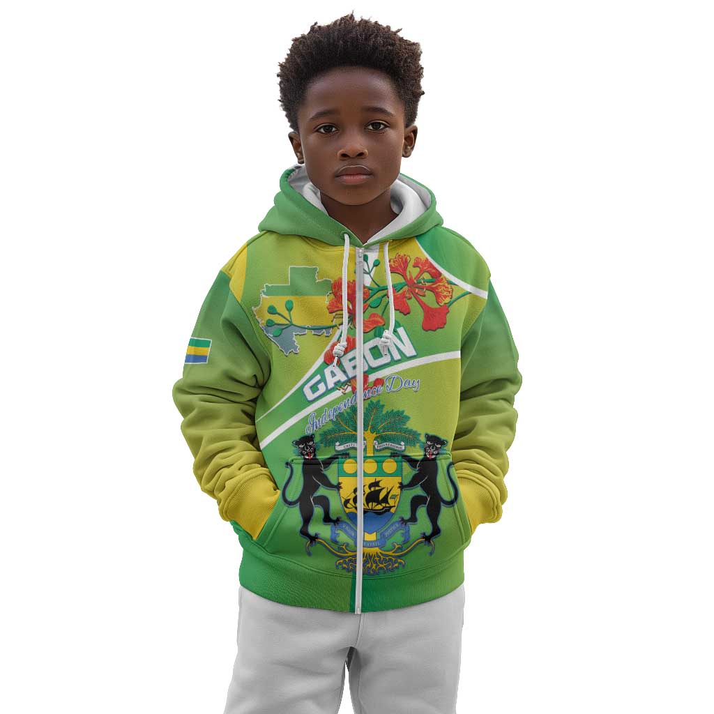 Personalized Gabon Independence Day Kid Hoodie Gradient Style - African Pride