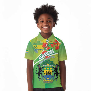 Personalized Gabon Independence Day Kid Polo Shirt Gradient Style - African Pride