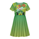 Personalized Gabon Independence Day Kid Short Sleeve Dress Gradient Style - African Pride