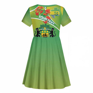 Personalized Gabon Independence Day Kid Short Sleeve Dress Gradient Style - African Pride
