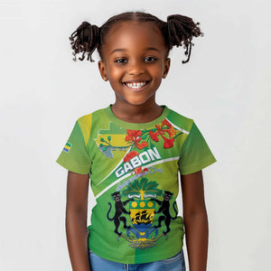 Personalized Gabon Independence Day Kid T shirt Gradient Style - African Pride