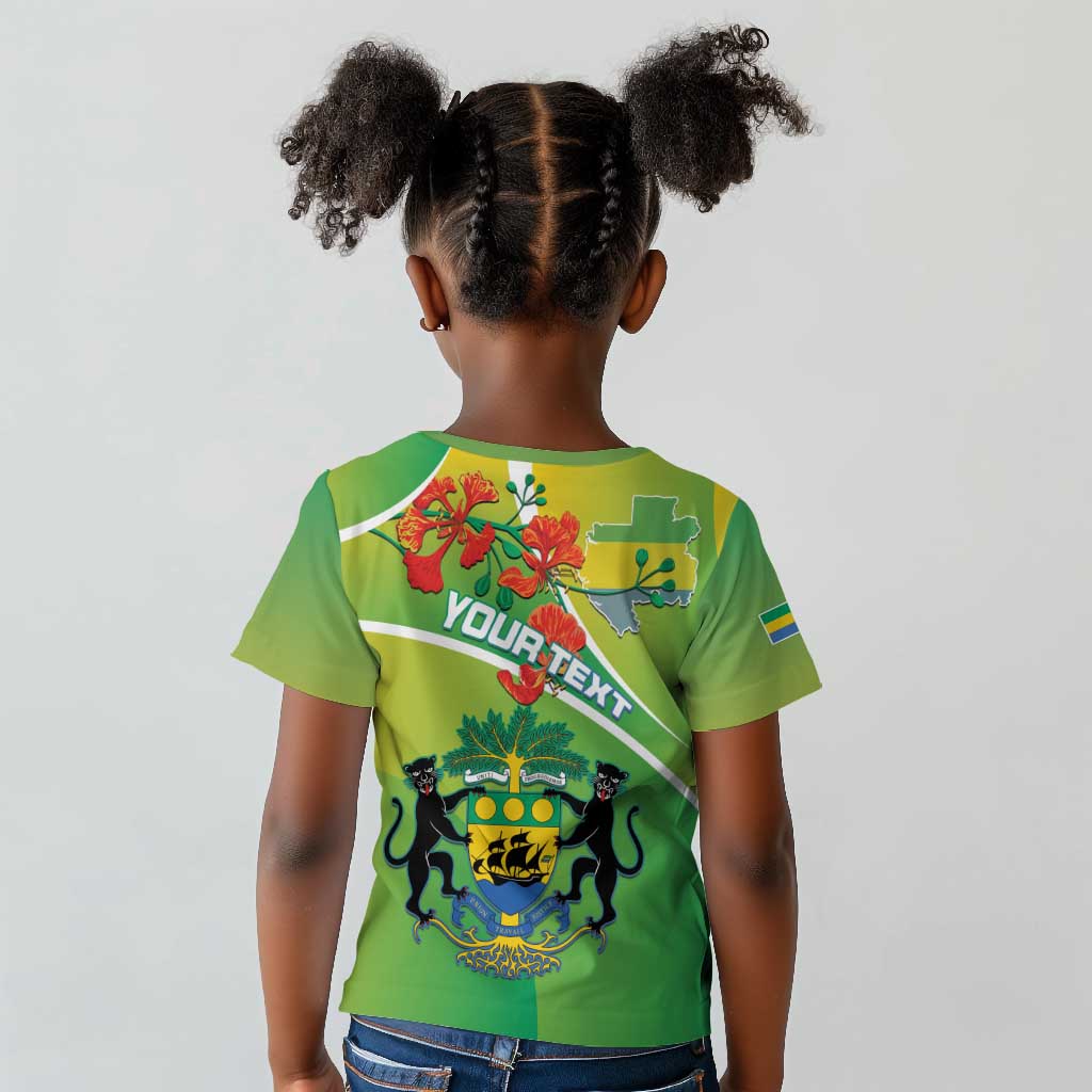 Personalized Gabon Independence Day Kid T shirt Gradient Style - African Pride