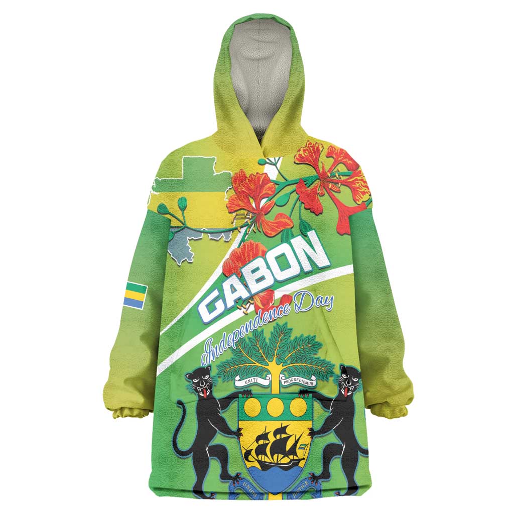 Personalized Gabon Independence Day Kid Wearable Blanket Hoodie Gradient Style - African Pride
