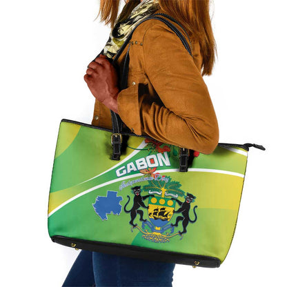 Gabon Independence Day Leather Tote Bag Gradient Style - African Pride