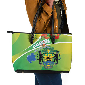 Gabon Independence Day Leather Tote Bag Gradient Style - African Pride