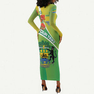 Personalized Gabon Independence Day Long Sleeve Bodycon Dress Gradient Style - African Pride