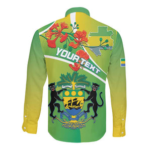 Personalized Gabon Independence Day Long Sleeve Button Shirt Gradient Style - African Pride