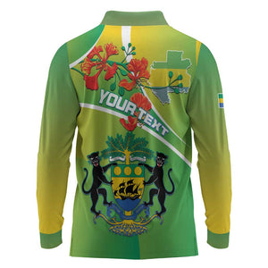 Personalized Gabon Independence Day Long Sleeve Polo Shirt Gradient Style - African Pride