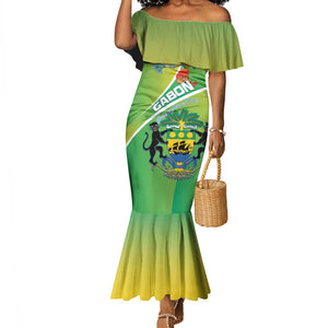 Personalized Gabon Independence Day Mermaid Dress Gradient Style - African Pride