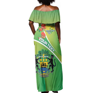 Personalized Gabon Independence Day Off Shoulder Maxi Dress Gradient Style - African Pride