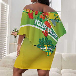 Personalized Gabon Independence Day Off Shoulder Short Dress Gradient Style - African Pride