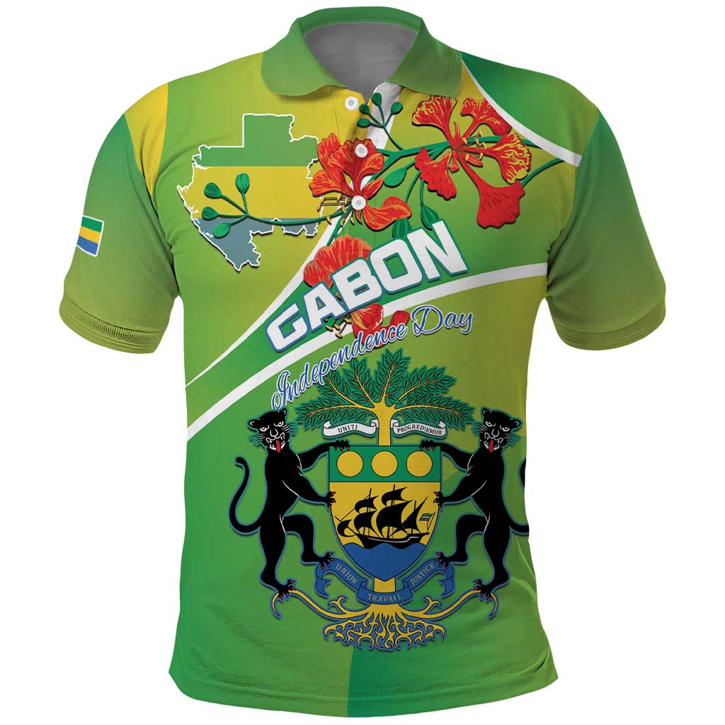 Personalized Gabon Independence Day Polo Shirt Gradient Style - African Pride