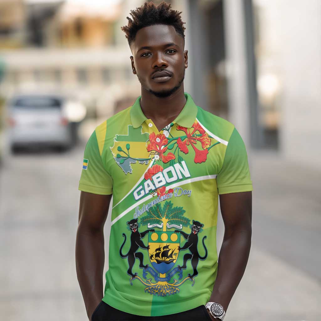 Personalized Gabon Independence Day Polo Shirt Gradient Style - African Pride