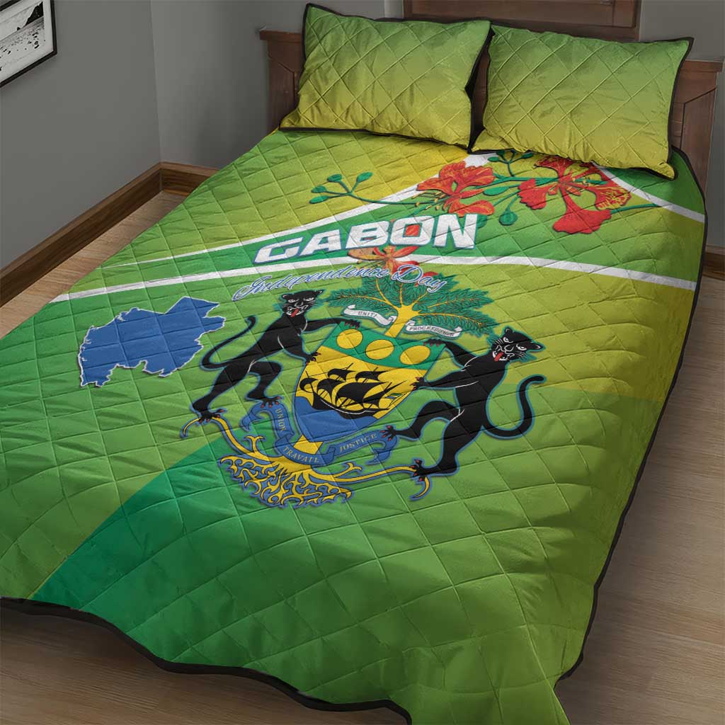 Gabon Independence Day Quilt Bed Set Gradient Style - African Pride