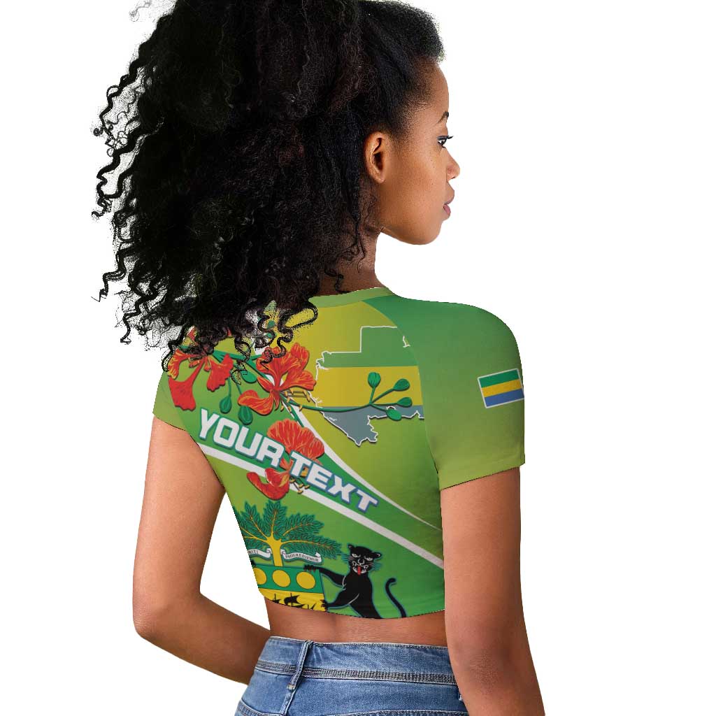 Personalized Gabon Independence Day Raglan Cropped T shirt Gradient Style - African Pride