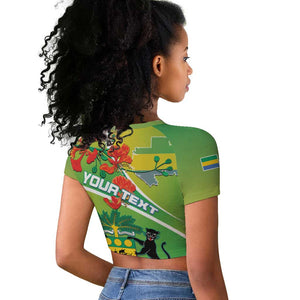 Personalized Gabon Independence Day Raglan Cropped T shirt Gradient Style - African Pride